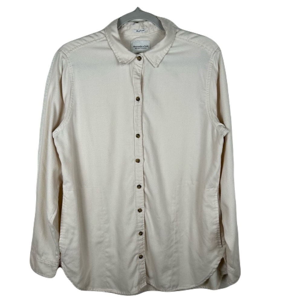 Abercrombie and Fitch Women’s Sz L preppy cream flannel outdoor Coastal Cowgirl